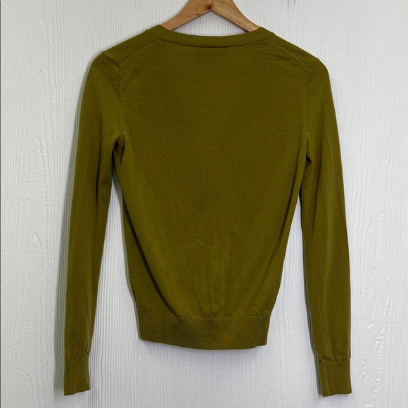 Theory - Fine Merino Wool V Neck Green Button Down Lightweight Cardigan Size SM - Picture 8 of 8